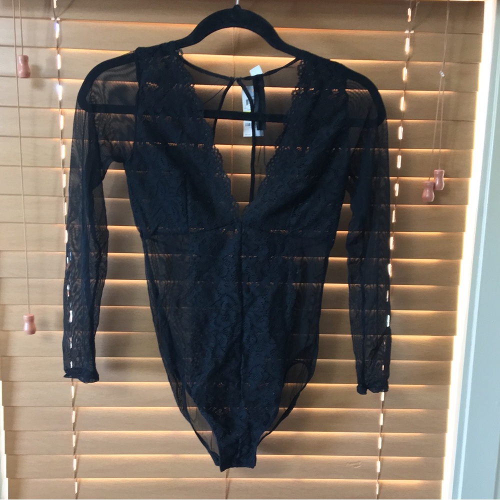 Black lace sheer teddy/bodysuit